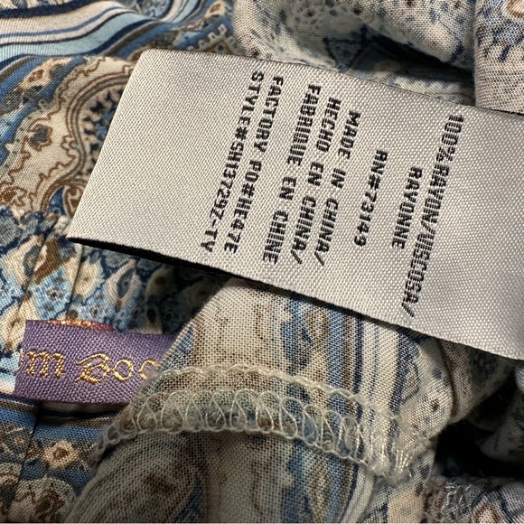 Boom Boom JEANS Blue Cream Bohemian Print Soft Waist Tie Shorts - Picture 6 of 7